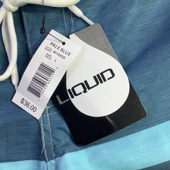 LIQUID Swim Trunks Mens Size L Beach Surf Stripes Drawstring Board Shorts NWT - Picture 3 of 12